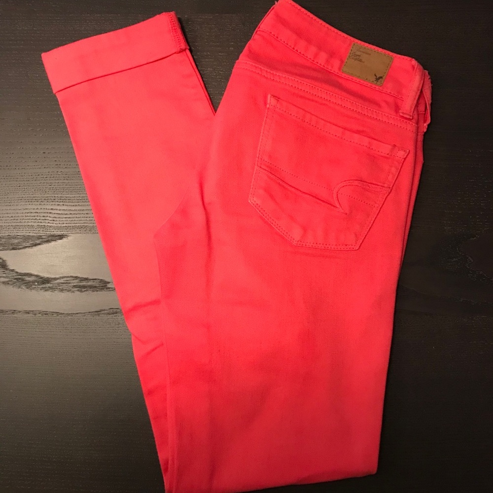 American Eagle Coral Skinny Jeans